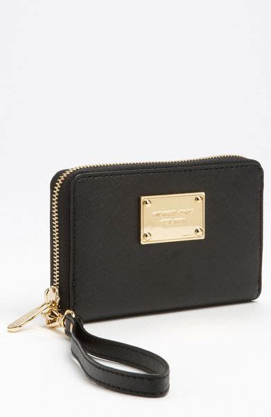 michael kors saffiano wristlet black|Michael Kors black wristlets.